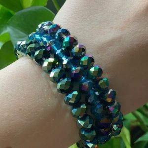 Set of 3 glass crystal bead bracelets